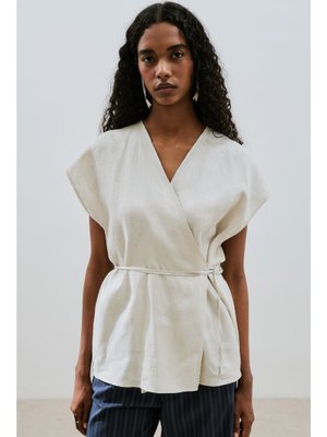 Keten Kolsuz Bluz Taş