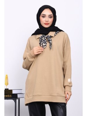 Vizon Yaka Fular Detaylı Tunik