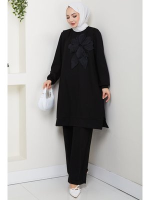 Siyah Çiçek Detay Oysho İkili Takım