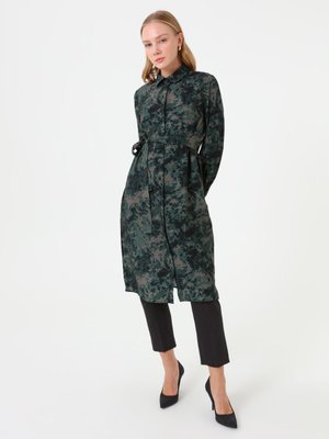 Desenli Bağlamalı Tunik Yeşil