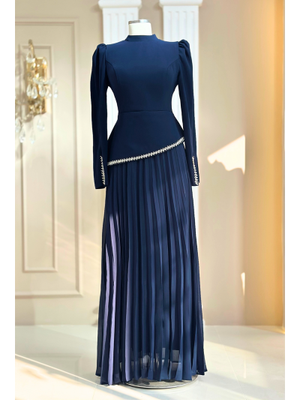 Lacivert Efsun Abiye Elbise