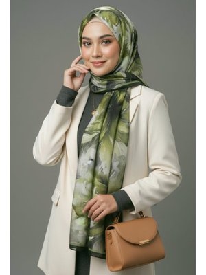 Yesıl Mystic Flora Serisi Pamuk Şal Yesil