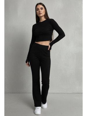 Siyah Sıyah Parmak Geçmeli Kaşkorse İkili Takım