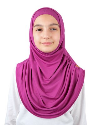Pratik Hazır Geçmeli Boneli Çocuk Şal Fuşya