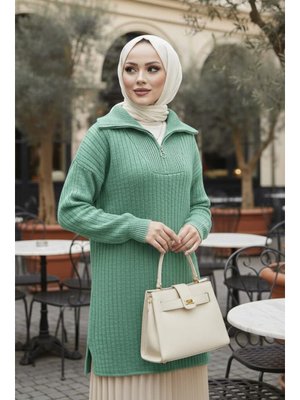 Fitilli Mint Triko Kazak Tunik 85521mınt