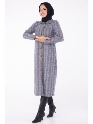 Gri Grı Düğmelı Kap