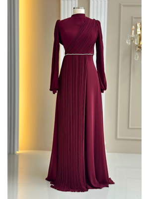 Bordo Arin Abiye Elbise
