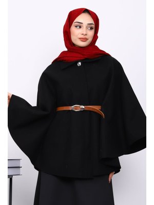 Siyah Kemerli Kaşe Panço