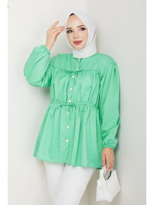 Büzgülü Bağlama Detaylı Gömlek
