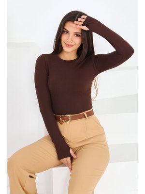 Kahve Parmak Geçmeli Modal Bady