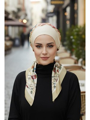 Desen Arkadan Bağlanabilir Desenli Bone Türban,db