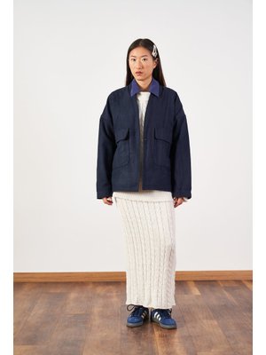 Kısa İnce Kaşe Kaban Lacivert