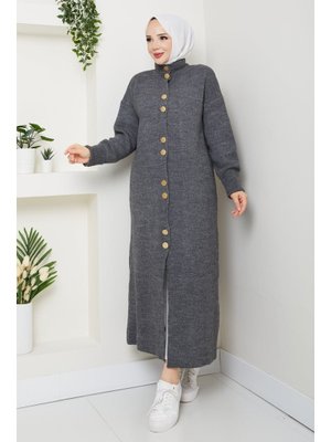 Düğme Kapamalı Boğaz Detaylı Triko Hırka