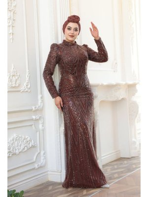 Boncuk İşlemeli Kahverengi 51532kh