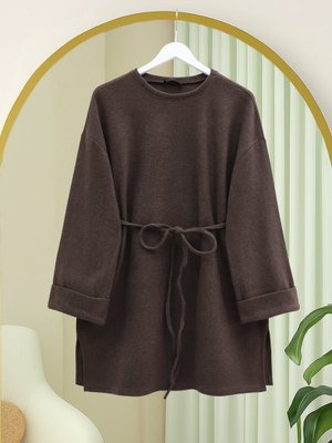 Toprak Kolu Katlı Beli Bağlamalı Yırtmaçlı Selanik Tunik