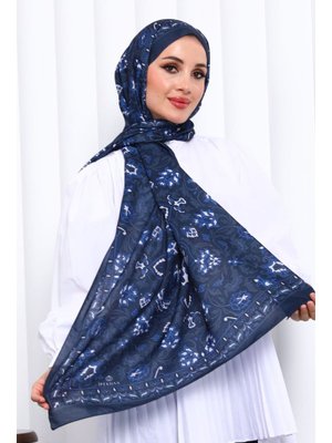 Lacivert Desenli Soft Dijital Şal