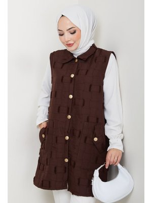 Saçaklı Giy Çık Kapitone Yelek