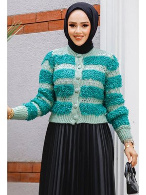 Blok Geçişli Triko Hırka 511501mınt