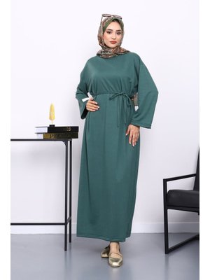 Zümrüt Yeşili İki İplik Modal Elbise