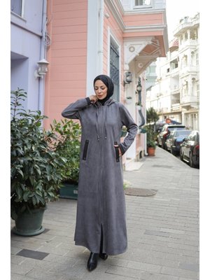 Melina Süet Kapüşonlu Kap –