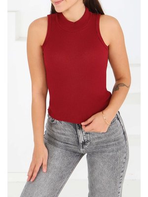 Bordo Sıfır Kol Kaşkorse Crop
