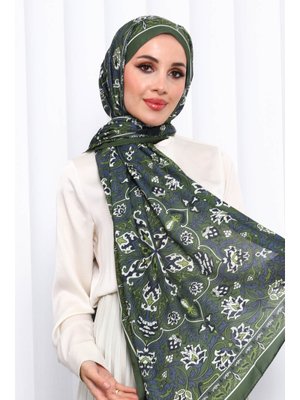 Zümrüt Yeşili Desenli Soft Dijital Şal
