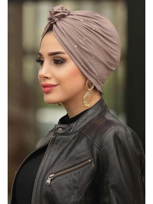 Kar Yağdı Kahverengi Bone Şal 7527kh