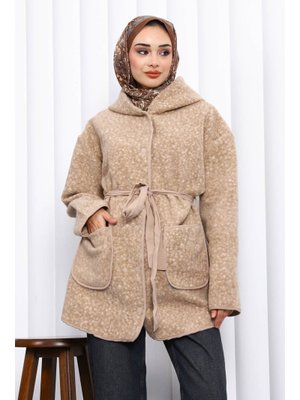 Vizon Çırçıtlı Kuşaklı Kaşe Kaban