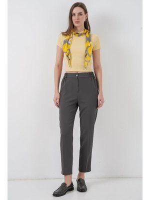 Antrasit Beli Lastikli Kumaş Pantolon