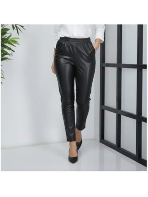 Beli Lastikli Cepli Siyah Deri Pantolon