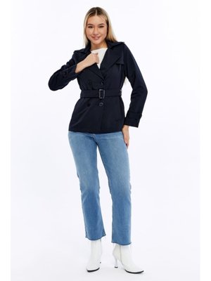 Lacivert Crop Mevsimlik Trençkot