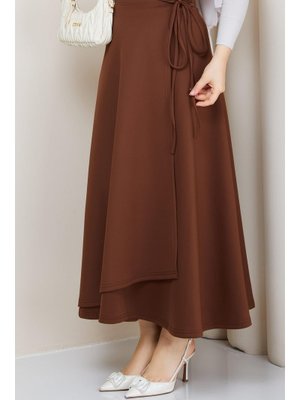 Kahverengi Yandan Bağlamalı Scuba Etek