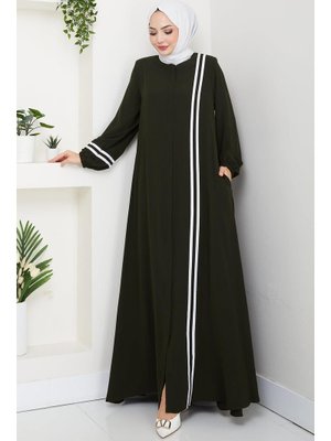 Haki Şerit Detaylı Ferace