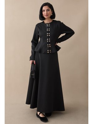 Gold Çıtçıt Etekli Siyah Scuba Takım