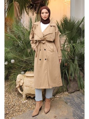 Vizon Kruvaze Yaka Astarlı Trençkot