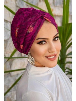 Vişne Desenli Hazır Burgu Düğüm Bone