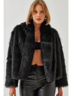 Siyah Premium Suni Kürk Ceket