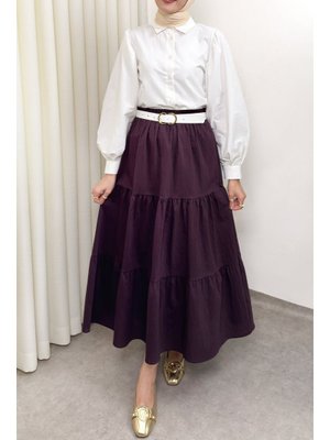 Mürdüm Paraşüt Kumaş Katlı Etek