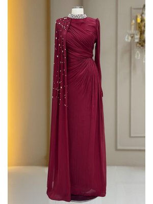 Bordo Helen Abiye Elbise