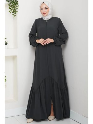 Füme Kolu Volanlı Ferace