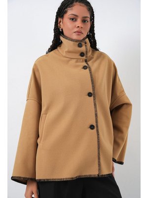 Hardal Nakışlı Kaşe Ceket