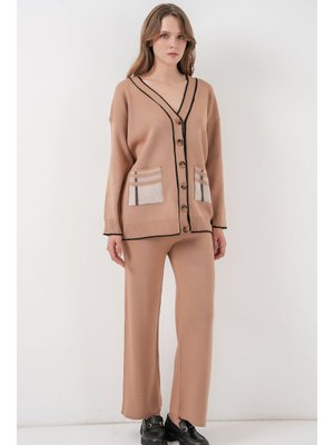 Camel Cepli Hırka Triko İkili Takım