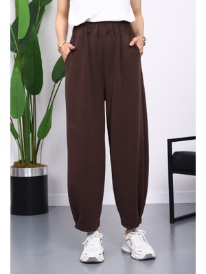 Kahverengi Bel Lastikli Cepli Pantolon