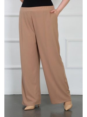 Taba Tam Likralı Scuba Krep Kumaş Rahat Kalıp Bol Paça Pantolon