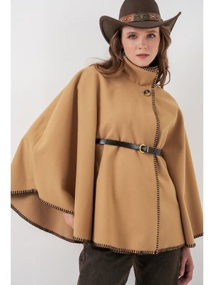 Hardal Dikiş Detaylı Kaşe Panço