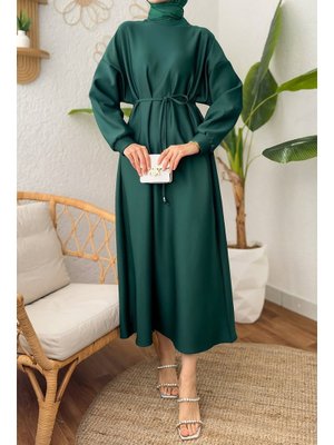 Zümrüt Yeşili Elegance Scuba Elbise