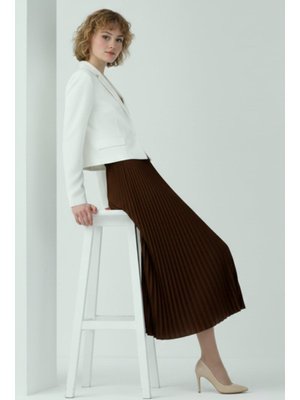 Kahverengi Piliseli Etek