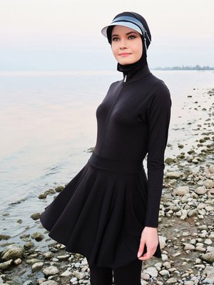 Siyah Kloş Etek Mayo