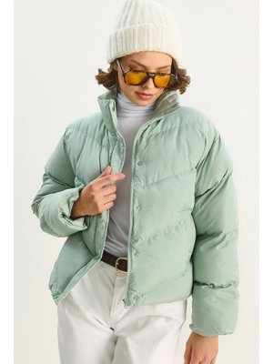 Su Yeşili Regular Kalıp İtici Şişme Mont