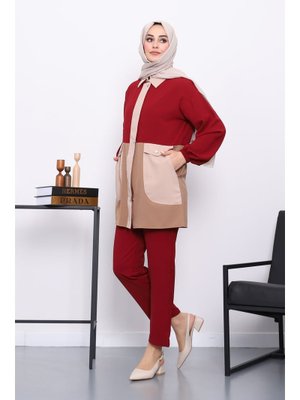 Bordo Cepli Tunik Pantolonlu Takım